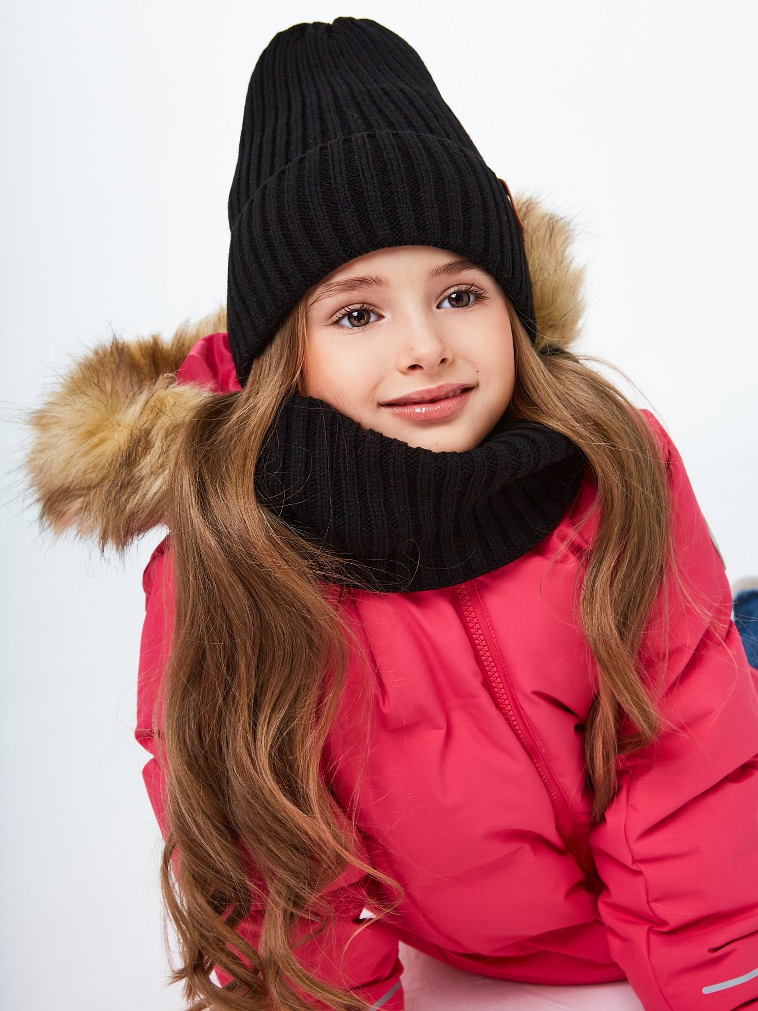 Шапка и снуд NYCkids NYC-H-104-GplainW-black - фото 11