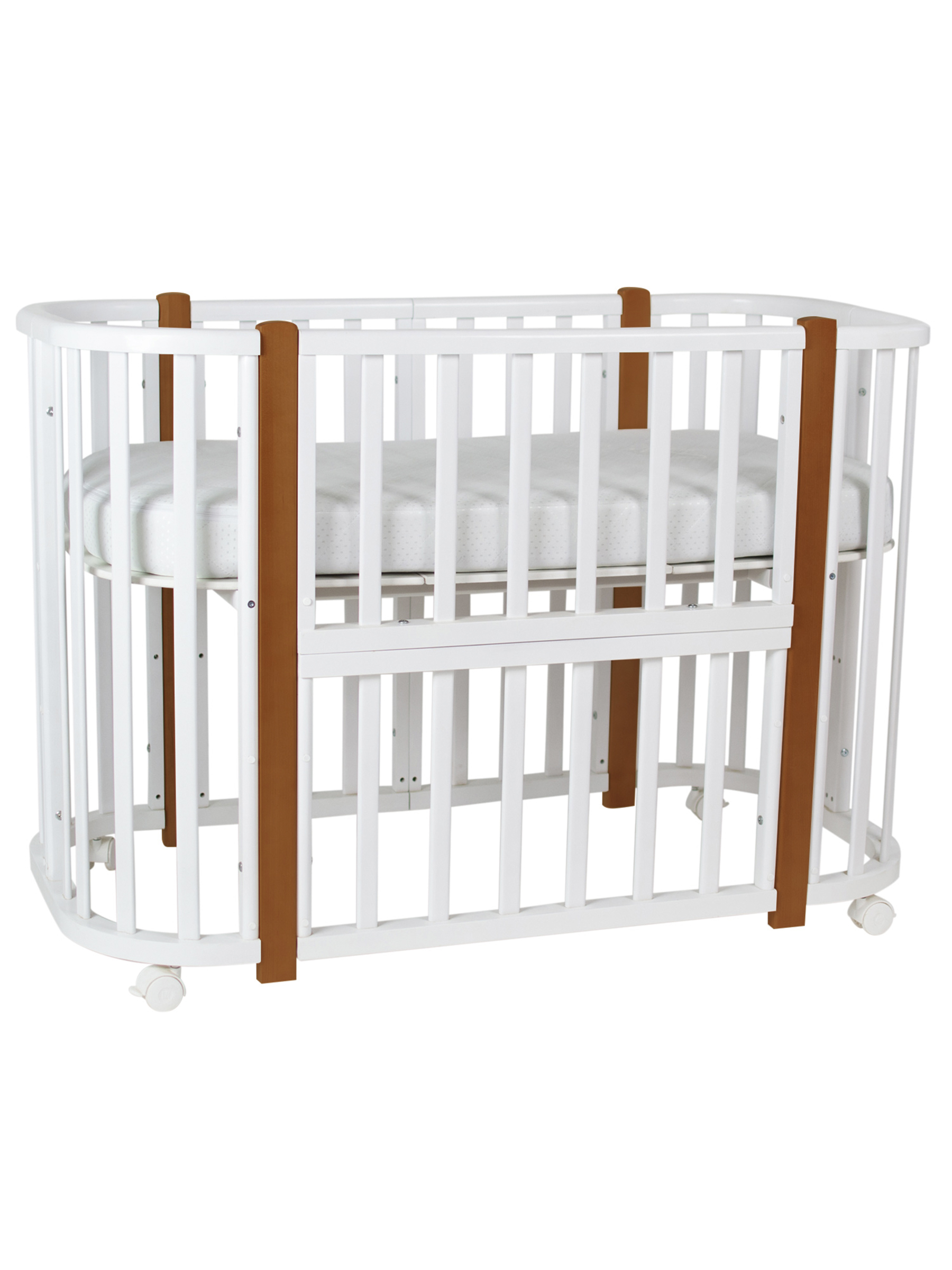 Детская кроватка Ingo Baby Lux BL-01 3 в 1 с бортиком белый натуральный, поперечный маятник - фото 4
