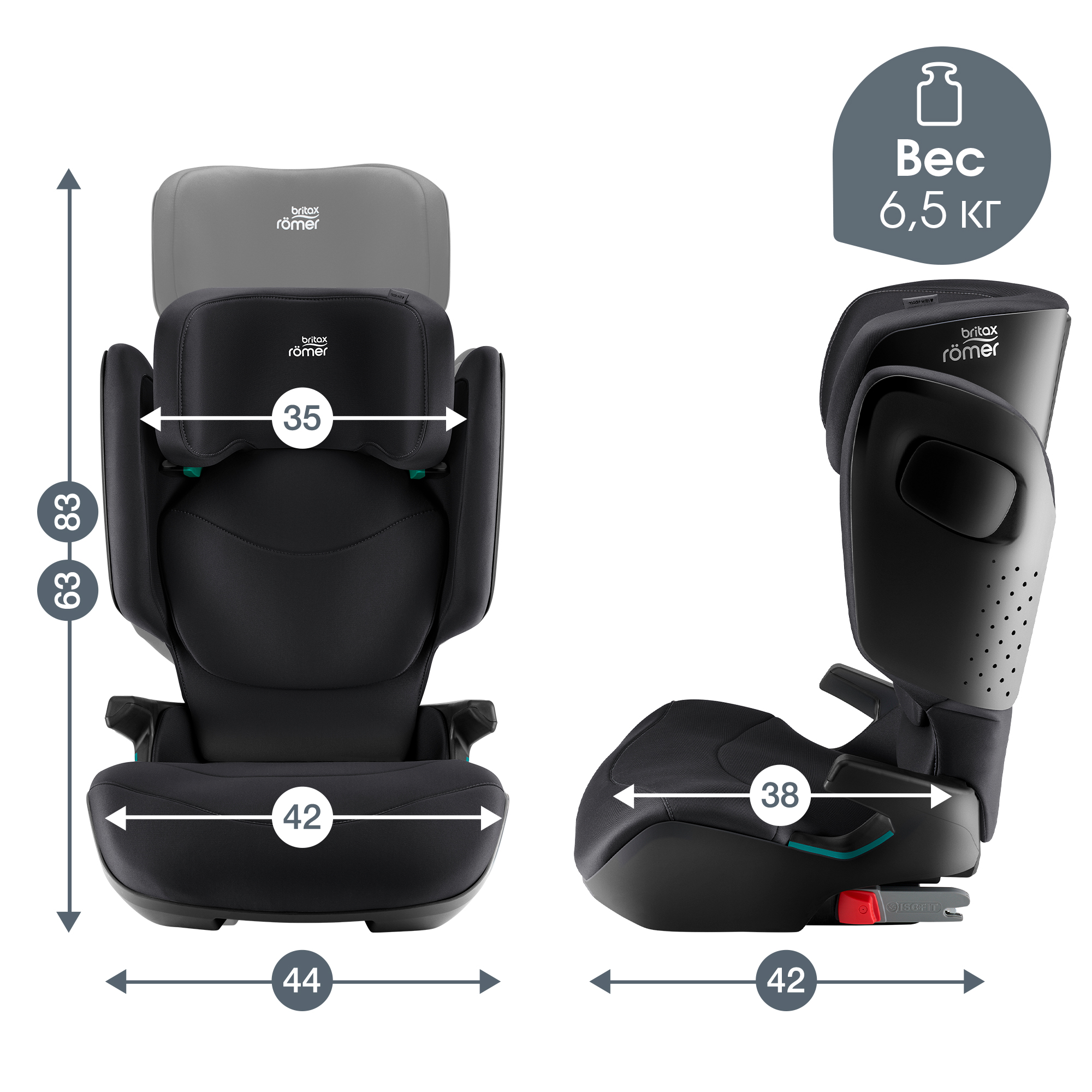 Автокресло Britax Roemer Kidfix PRO M i-SIZE Isofix 2/3 (15-36 кг) черный - фото 11