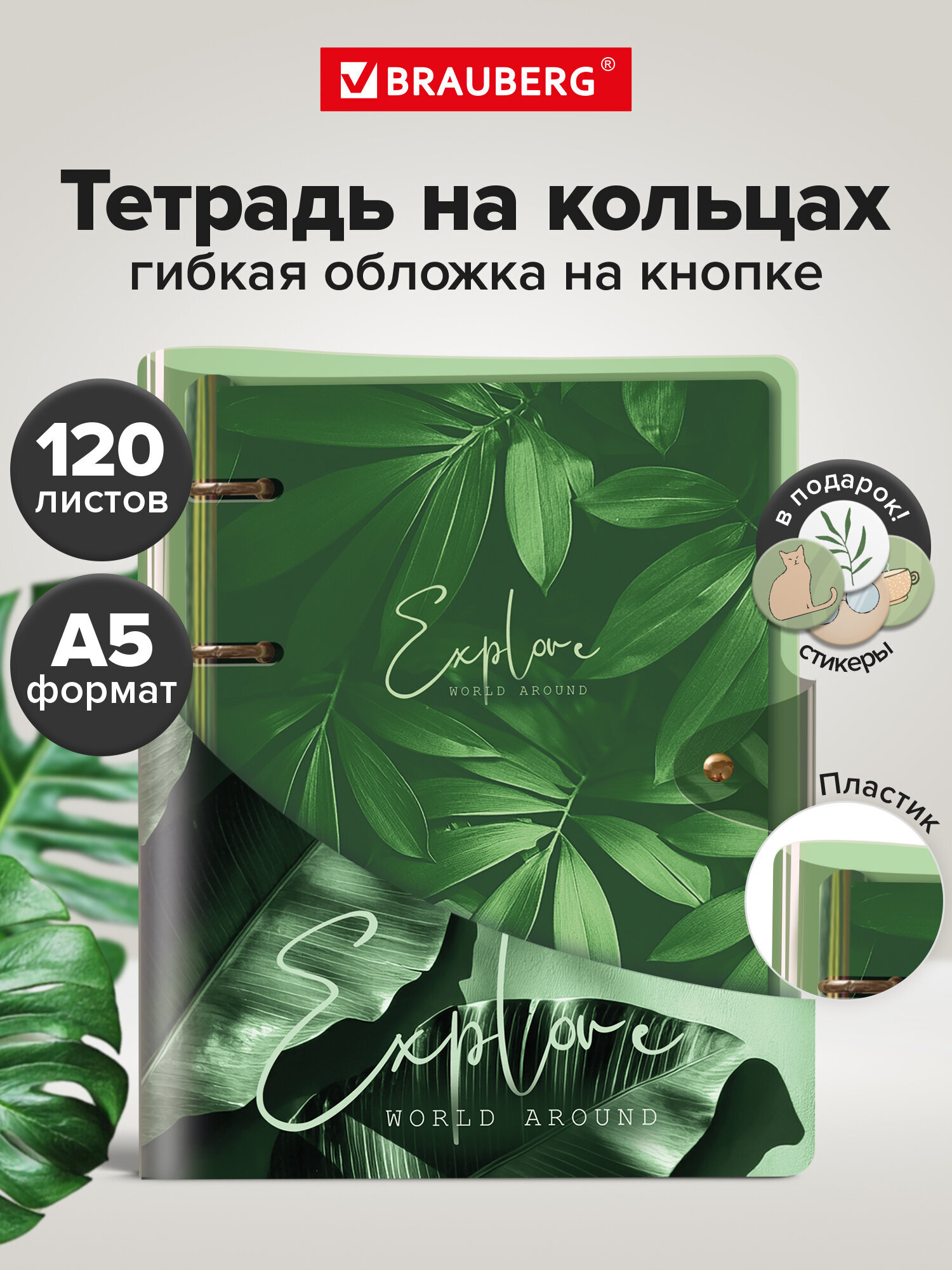 Тетрадь со сменным блоком Brauberg клетка 120 лист. - фото 2