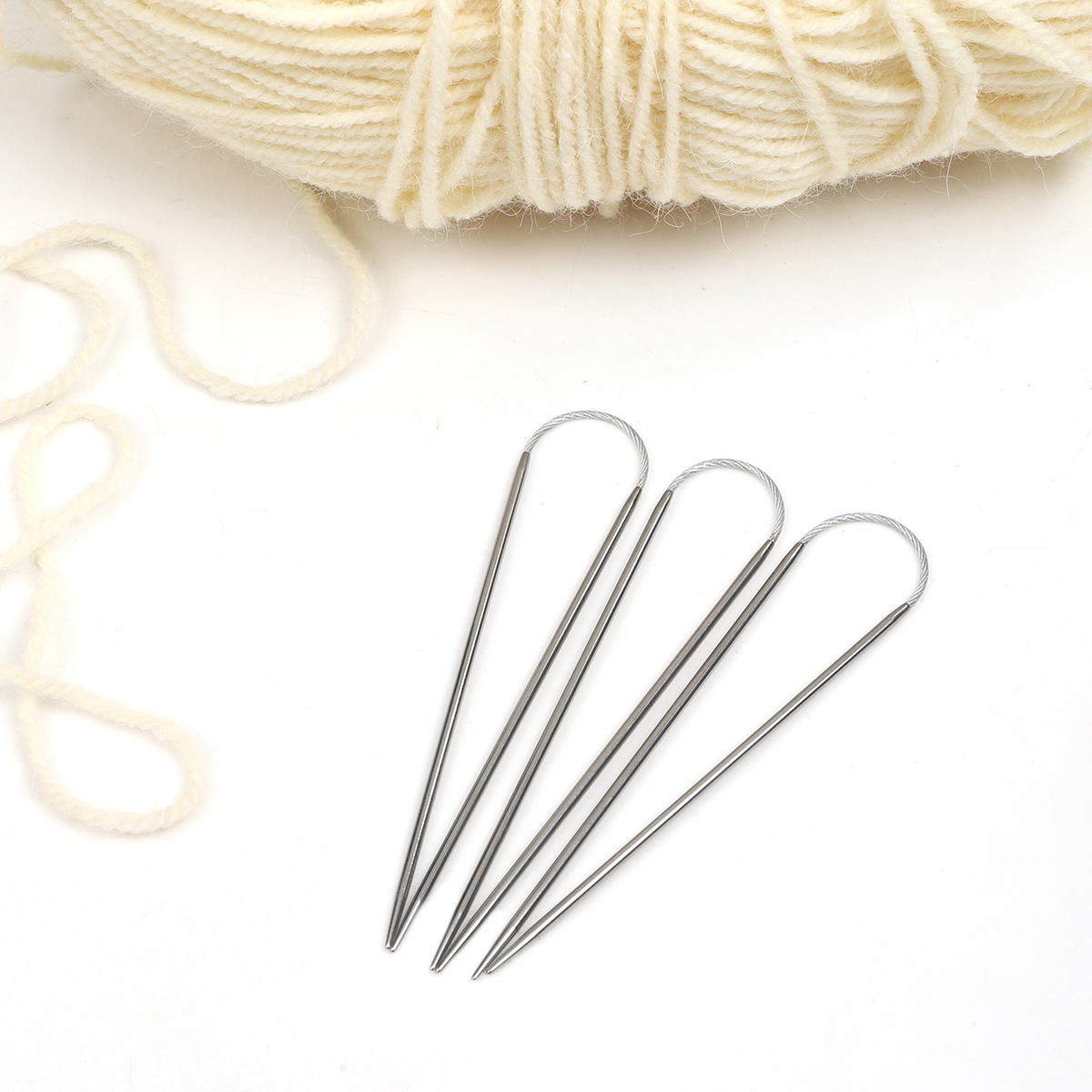 Спицы вязальные чулочные Maxwell гибкие с металлическим тросиком сталь d 2.0 мм 21 см 3 шт - фото 4