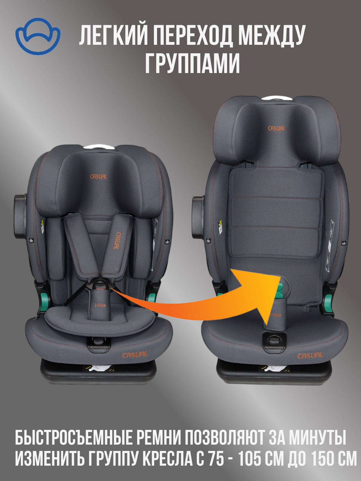 Автокресло Casual Anthrachite Isofix 1/2/3 (9-36 кг) серый - фото 9