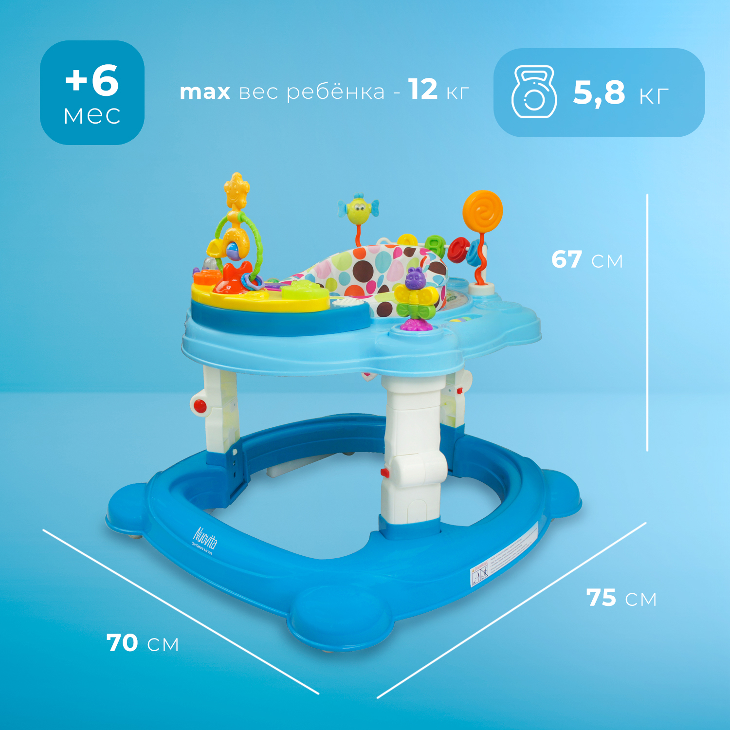 Ходунки Nuovita голубой - фото 6
