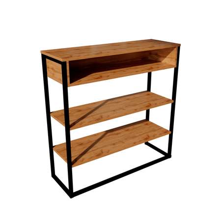 Стеллаж WoodSteel для прихожей в стиле Лофт Chicago lite 90x30x90 см чёрный