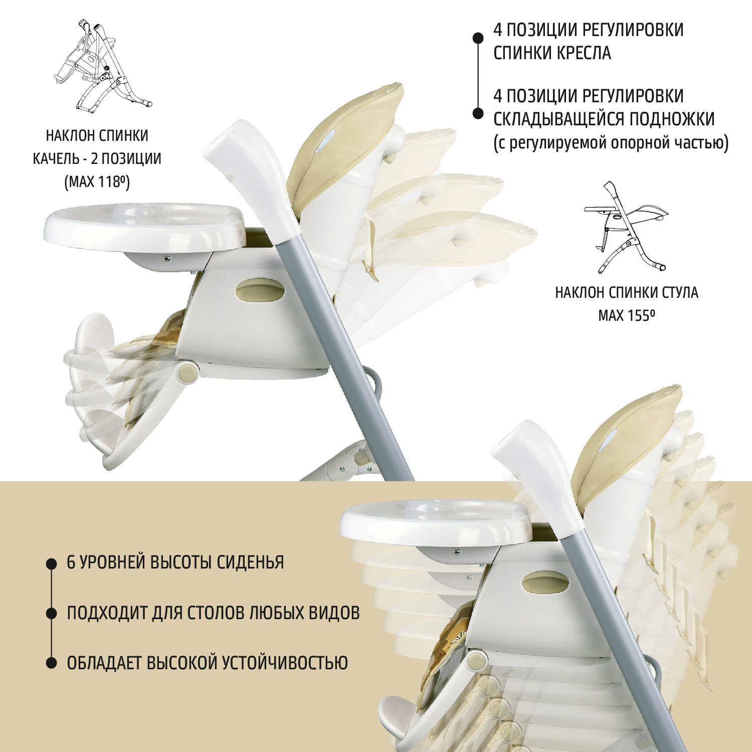 Стульчик для кормления Nuovita Unico Leggero трансформер - фото 5