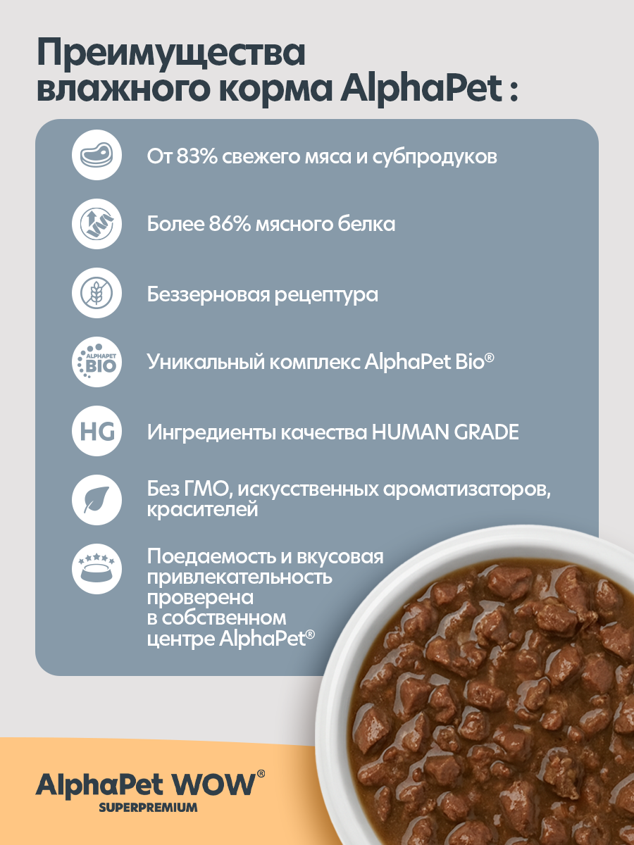 Пауч 28 шт Влажный полнорационный корм AlphaPet для взрослых кошек цыпленок сочные кусочки в соусе 85 г - фото 3