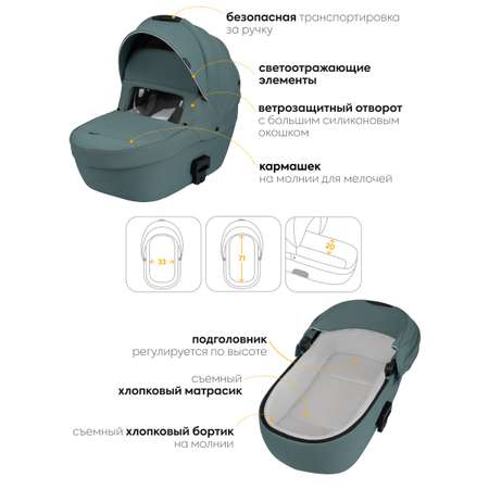 Коляска 3в1 JOVOLA Swift с автолюлькой, зеленый