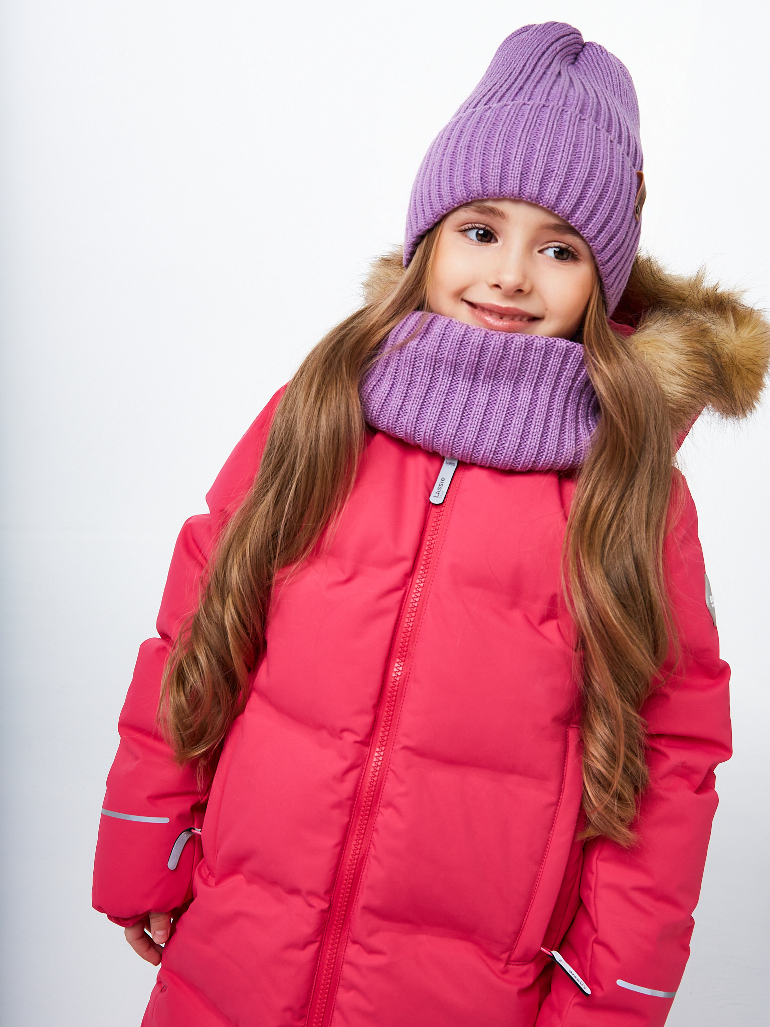 Шапка и снуд NYCkids NYC-H-104-GplainW-purp - фото 10