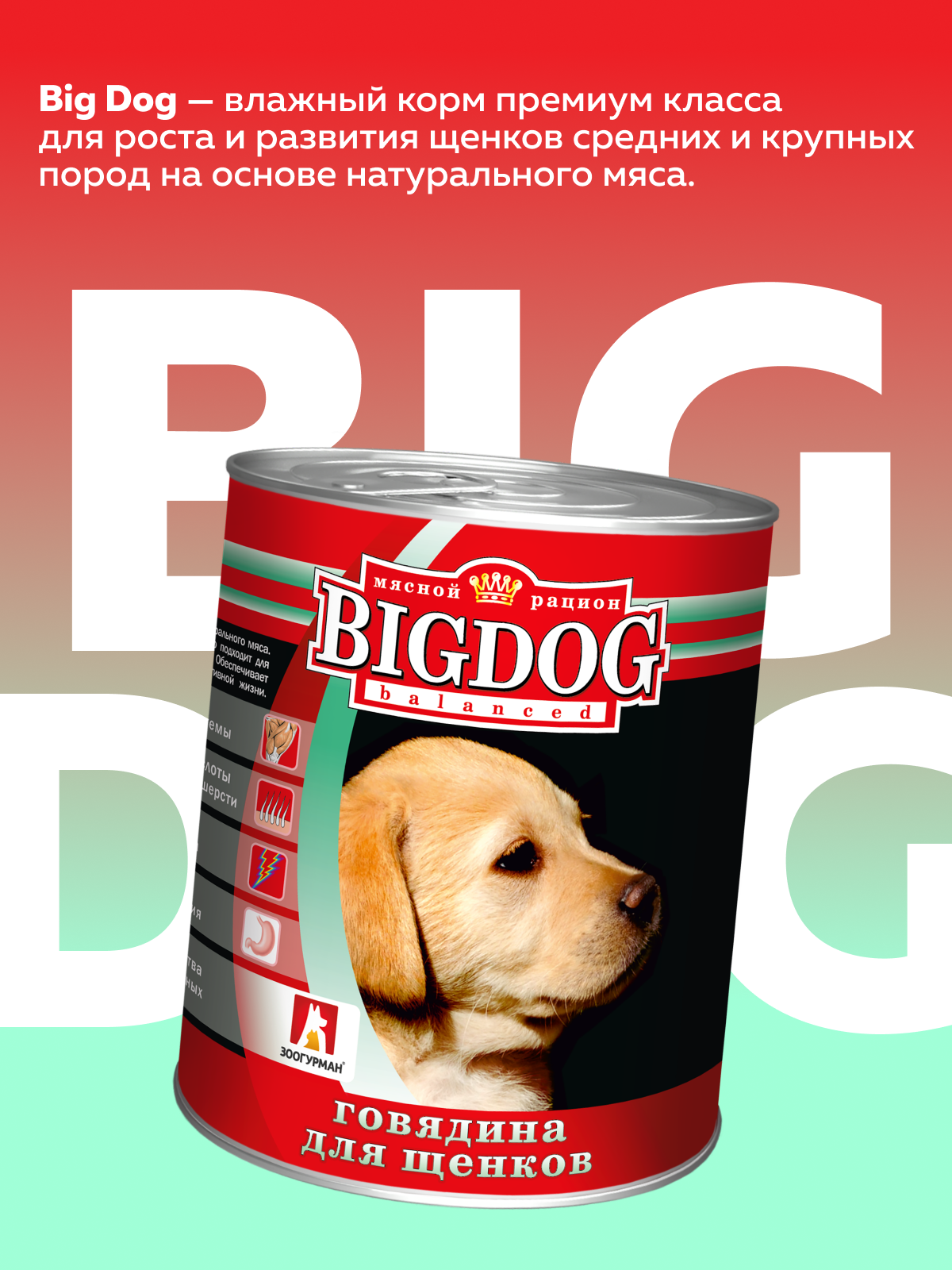 Корм влажный Зоогурман Big Dog Говядина - фото 2