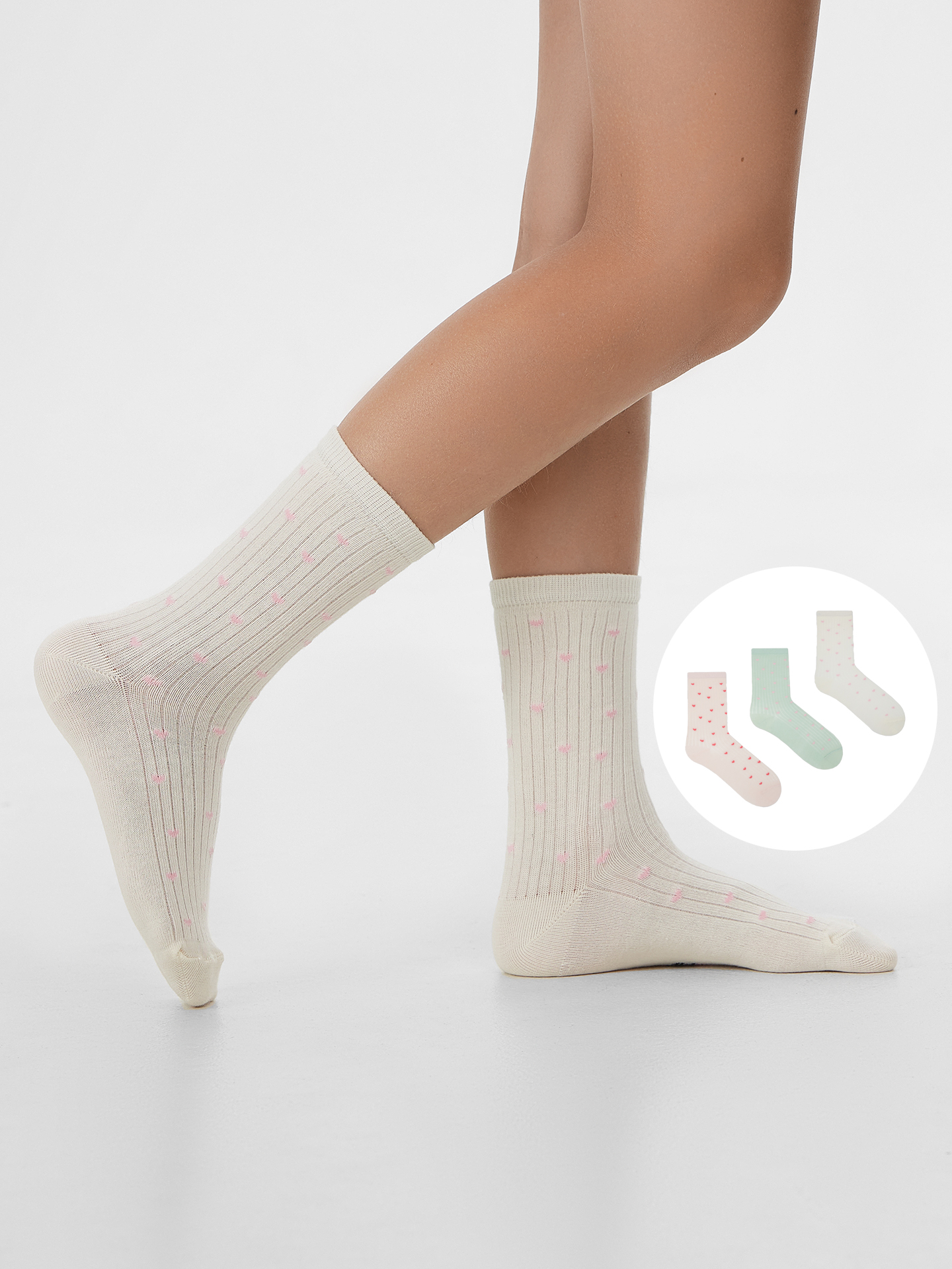 Носки 3 пары Mark Formelle (Марк Формэль) 430A-3165/молочный /св.оливка /розовый меланж/ - фото 1