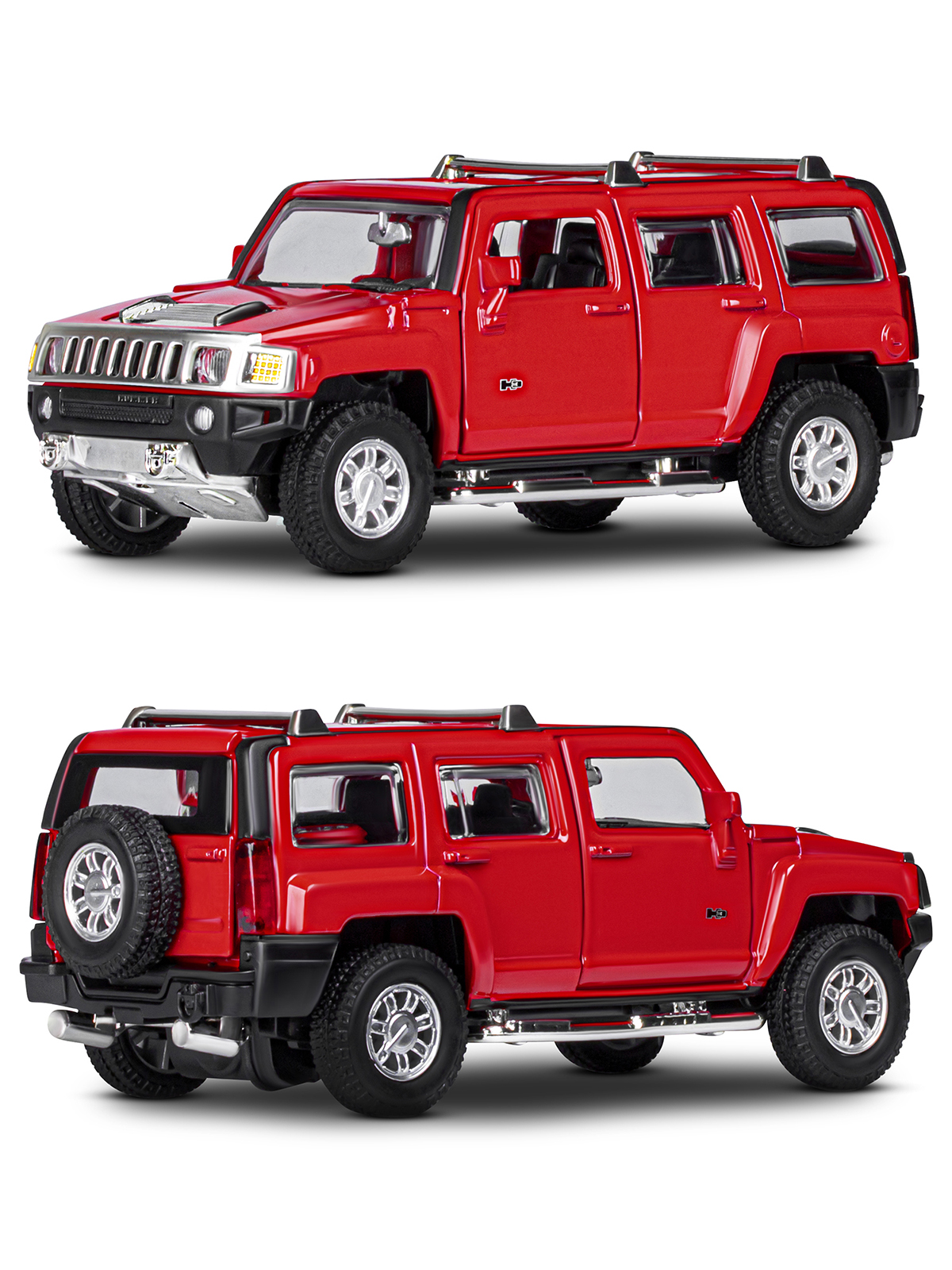 Внедорожник АВТОпанорама Hummer H3 1:32 красный JB1251293 - фото 7
