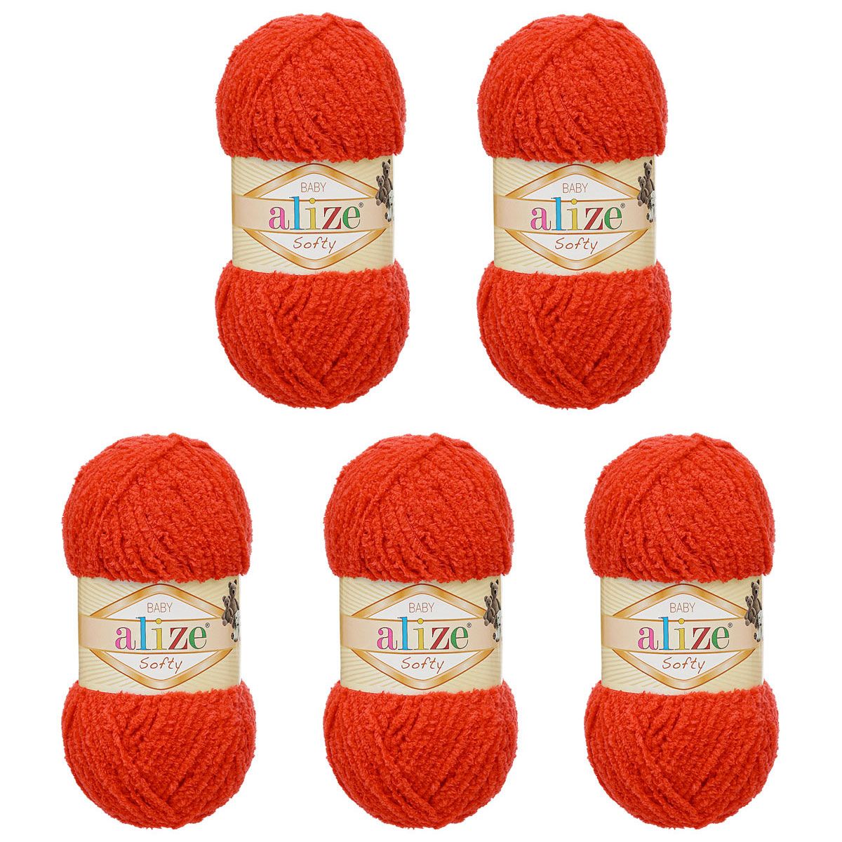 Пряжа для вязания Alize softy 50 гр 115 м микрополиэстер мягкая фантазийная 56 красный 5 мотков - фото 6