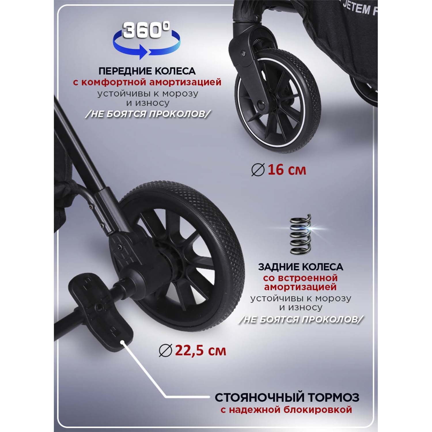 Коляска прогулочная Jetem Genesis черный - фото 4