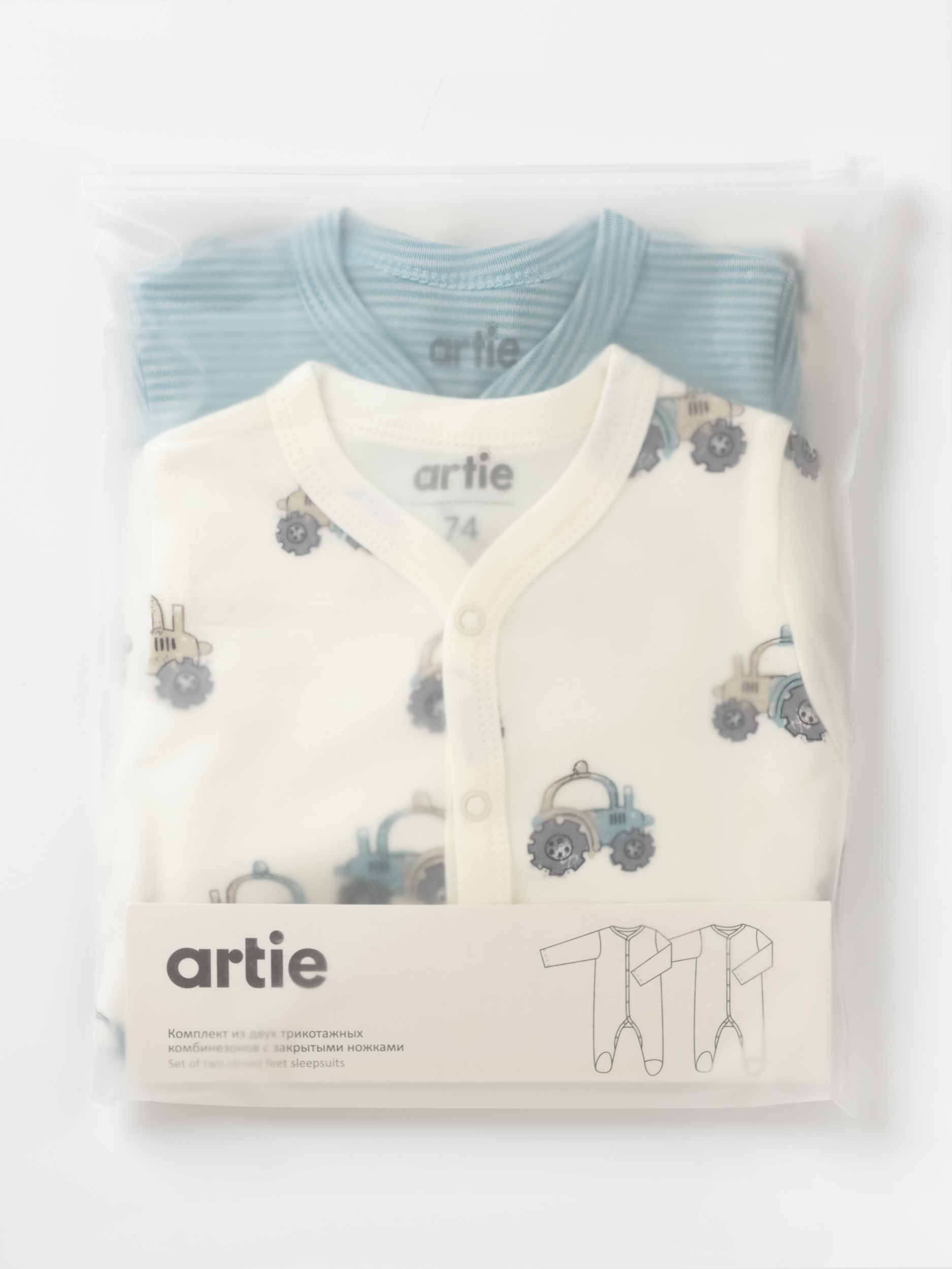 Комбинезон 2 шт artie S25B17K2-1492M/Молочный-бирюзовый - фото 5