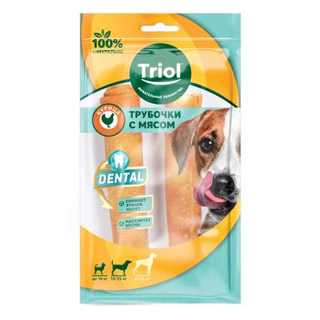 Лакомство для собак Triol Dental 12.5см*2шт Трубочки жевательные с мясом курицы