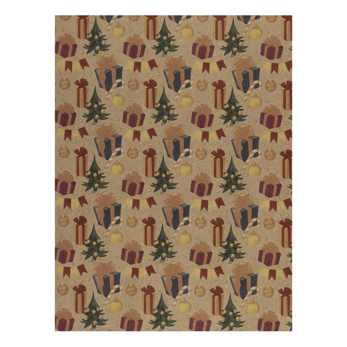 Бумага оберточная Феникс Презент Новый год крафт 70*100см в ассортименте - фото 1