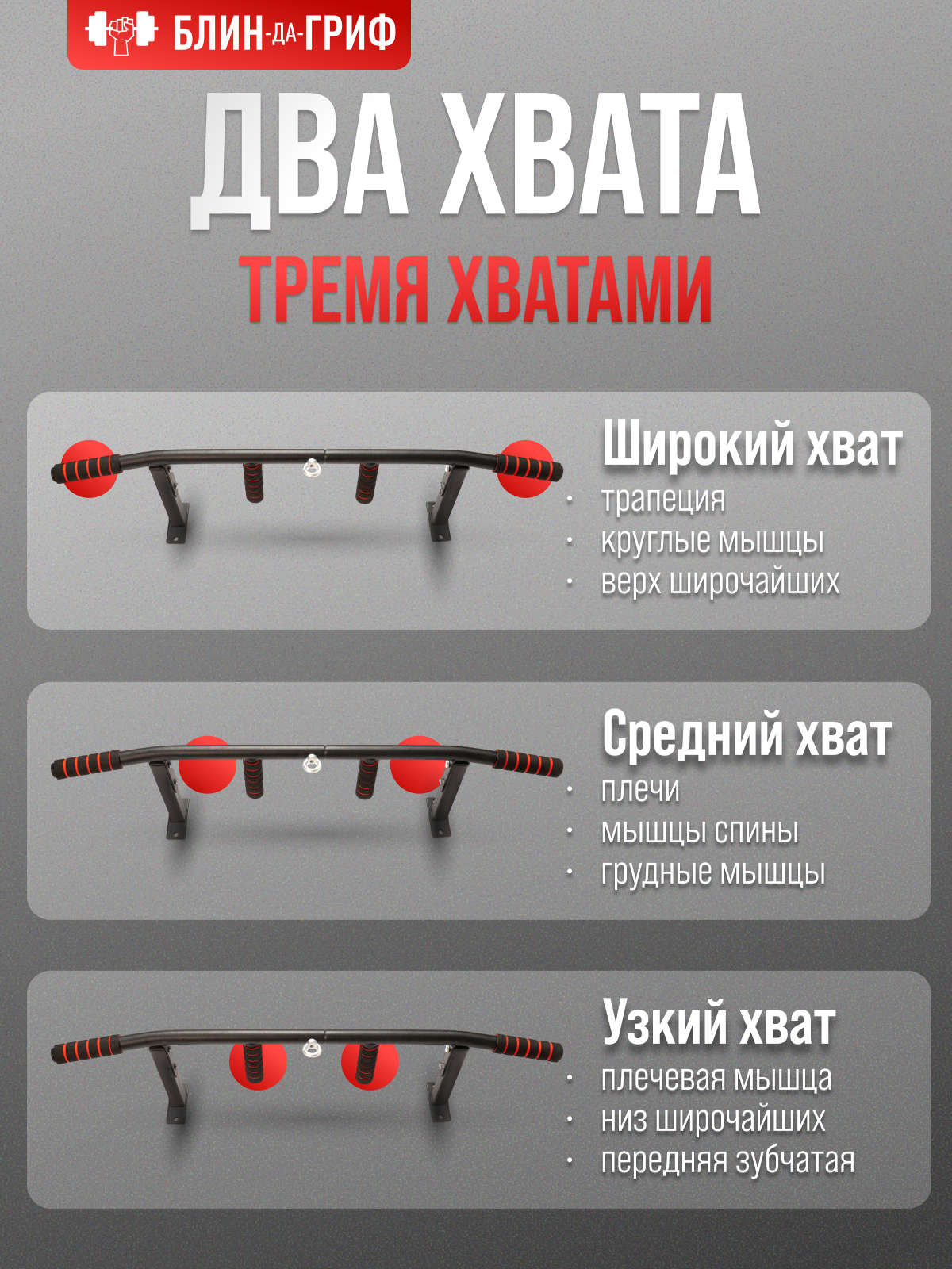 Спортивный турник БлинДаГриф 3 хвата - фото 5