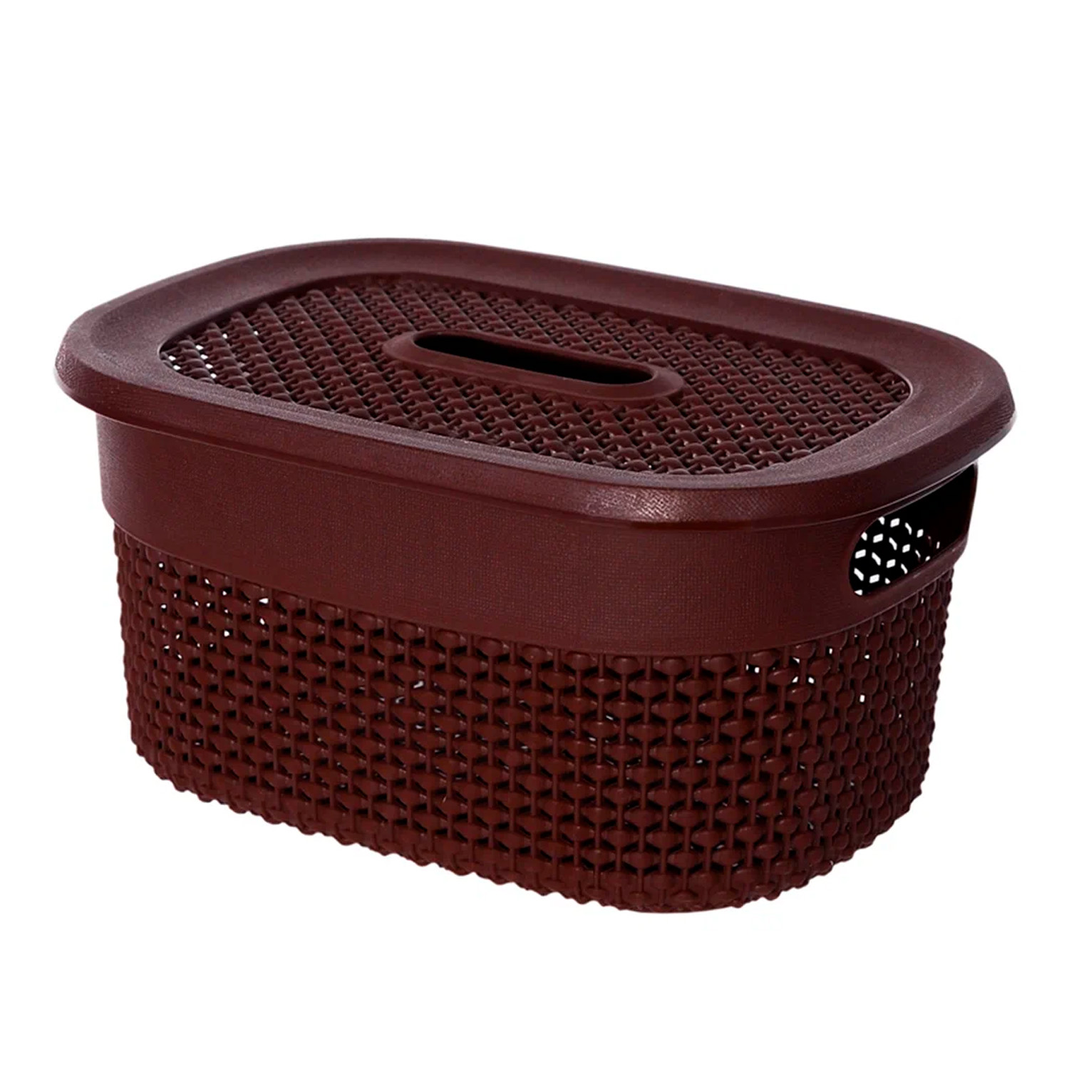 Корзинка elfplast Ariana с крышкой коричневый 6 л 39.5х29.5х15.8 см - фото 3