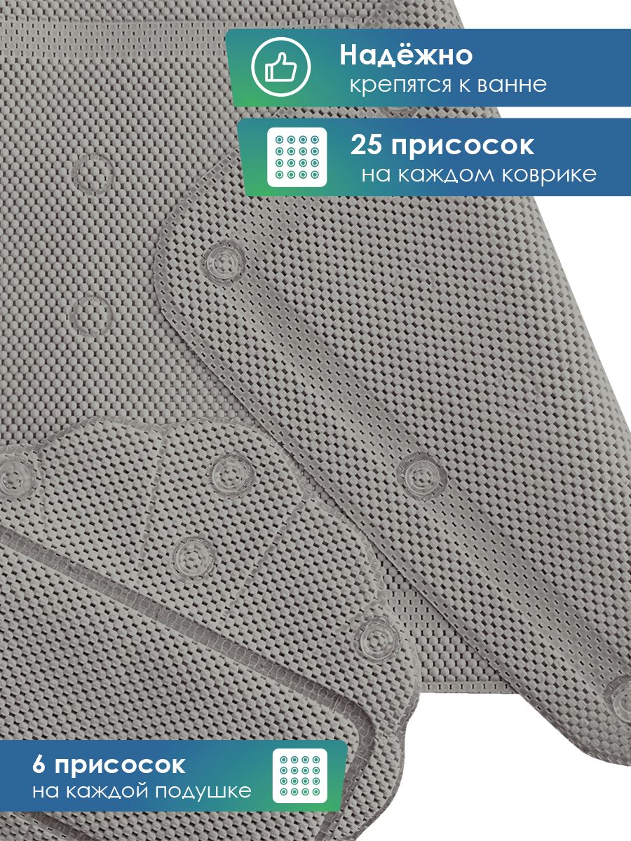 Коврик для купания VILINA спа серый - фото 3