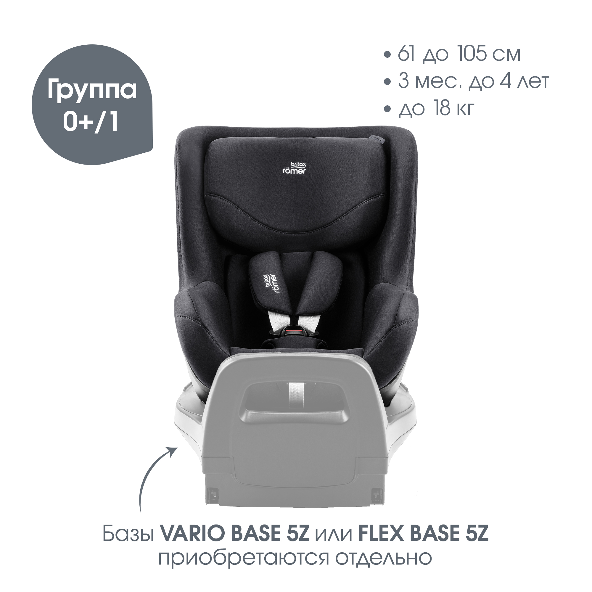 Автокресло Britax Roemer Dualfix 5Z Classic Deep Black Isofix 0+/1 (0-18 кг) черный - фото 2