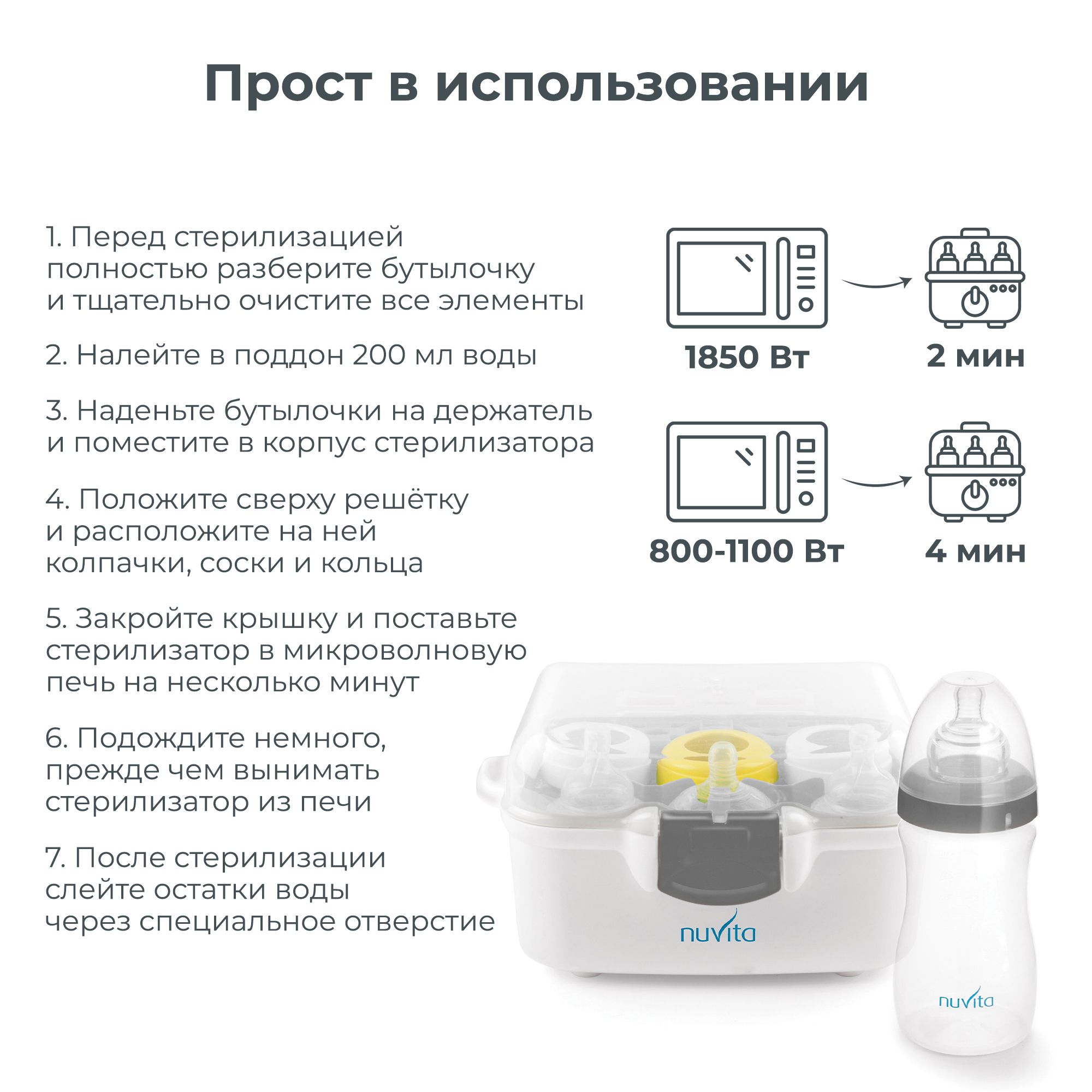 Стерилизатор бутылочек Nuvita Stericompact sterilizer для микроволновой печи - фото 8