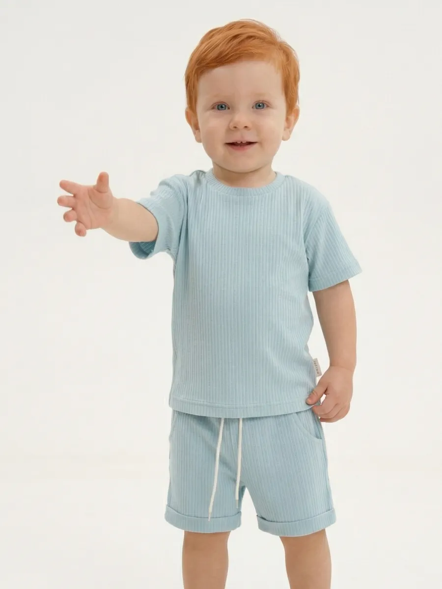 Костюм Супер Пупс кост/2пр/ажурриб/голубой - фото 4