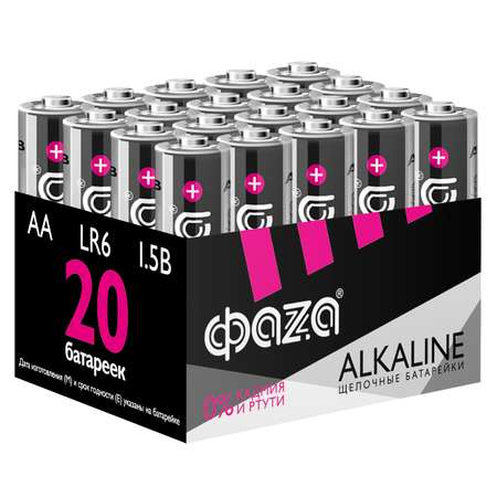 Батарейки алкалиновые ФАZА Фаzа alkaline АА LR6 Пальчиковые 20 шт. LR6A-P20