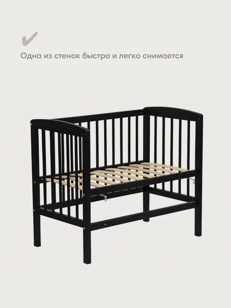Детская кроватка OLANT BABY Sova Mini 90х50см, без маятника (черный) - фото 12