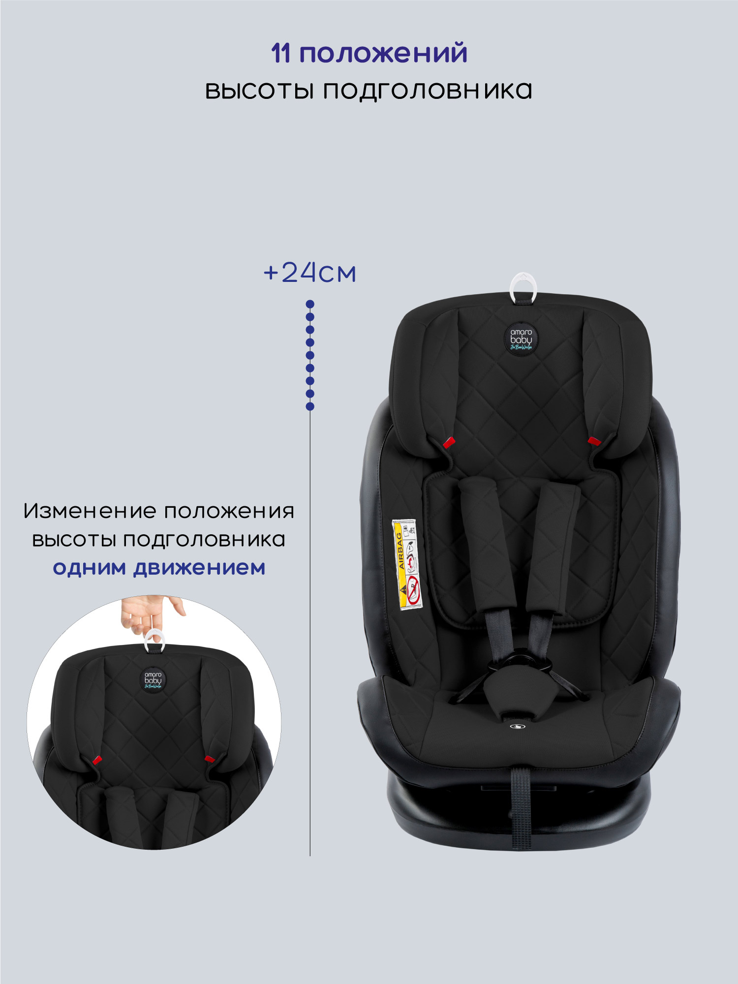 Автокресло Amarobaby Brilliant Isofix 0+/1/2/3 (0-36 кг) черный - фото 6