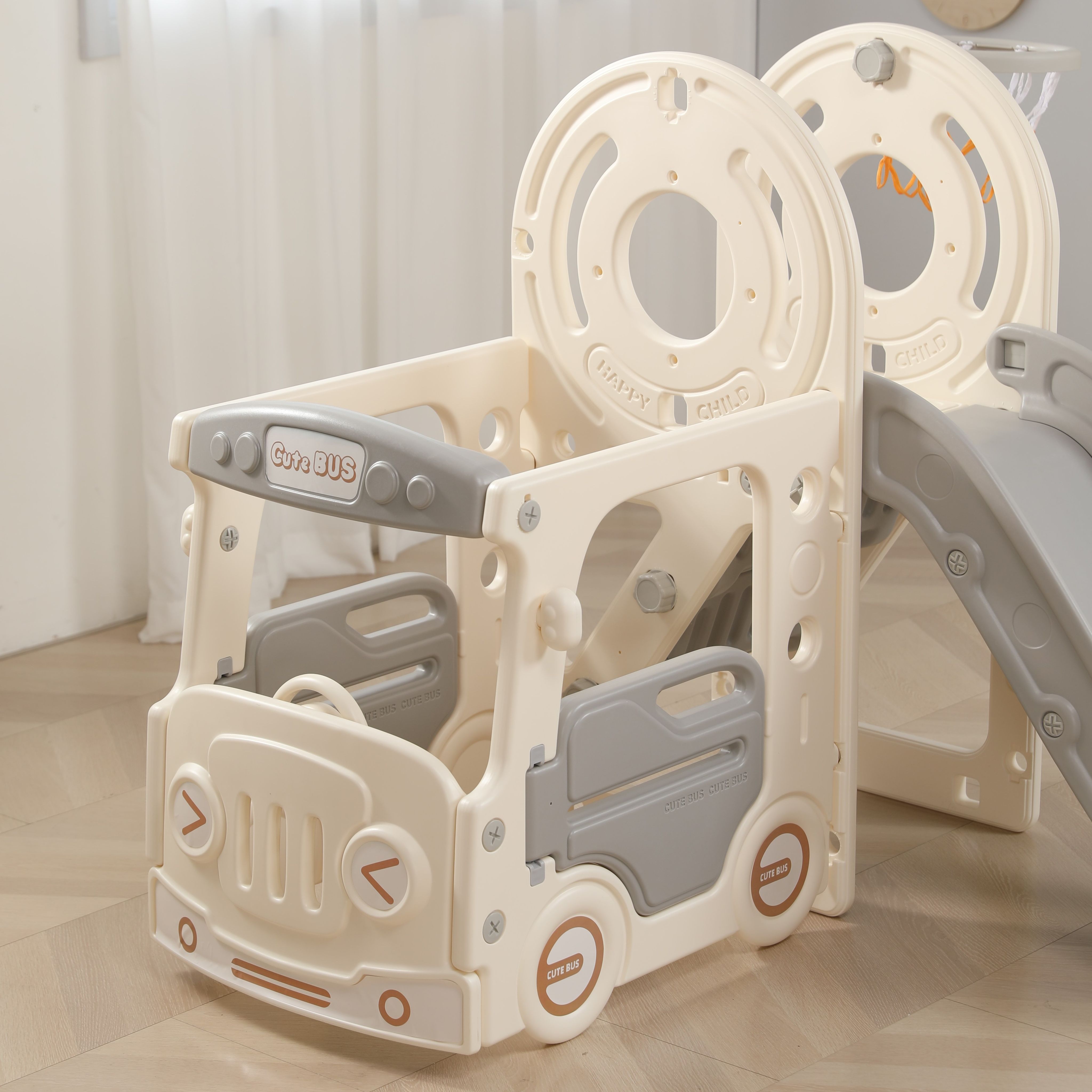 Игровой комплекс UNIX Kids Bus grey с горкой и баскетбольным кольцом - фото 13