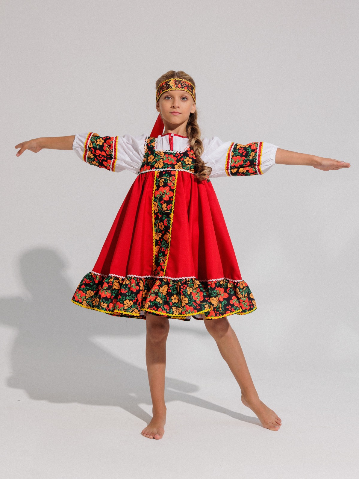 Костюм русский народный Gala-Вальс C/кадриль печать/ягода/красный - фото 2