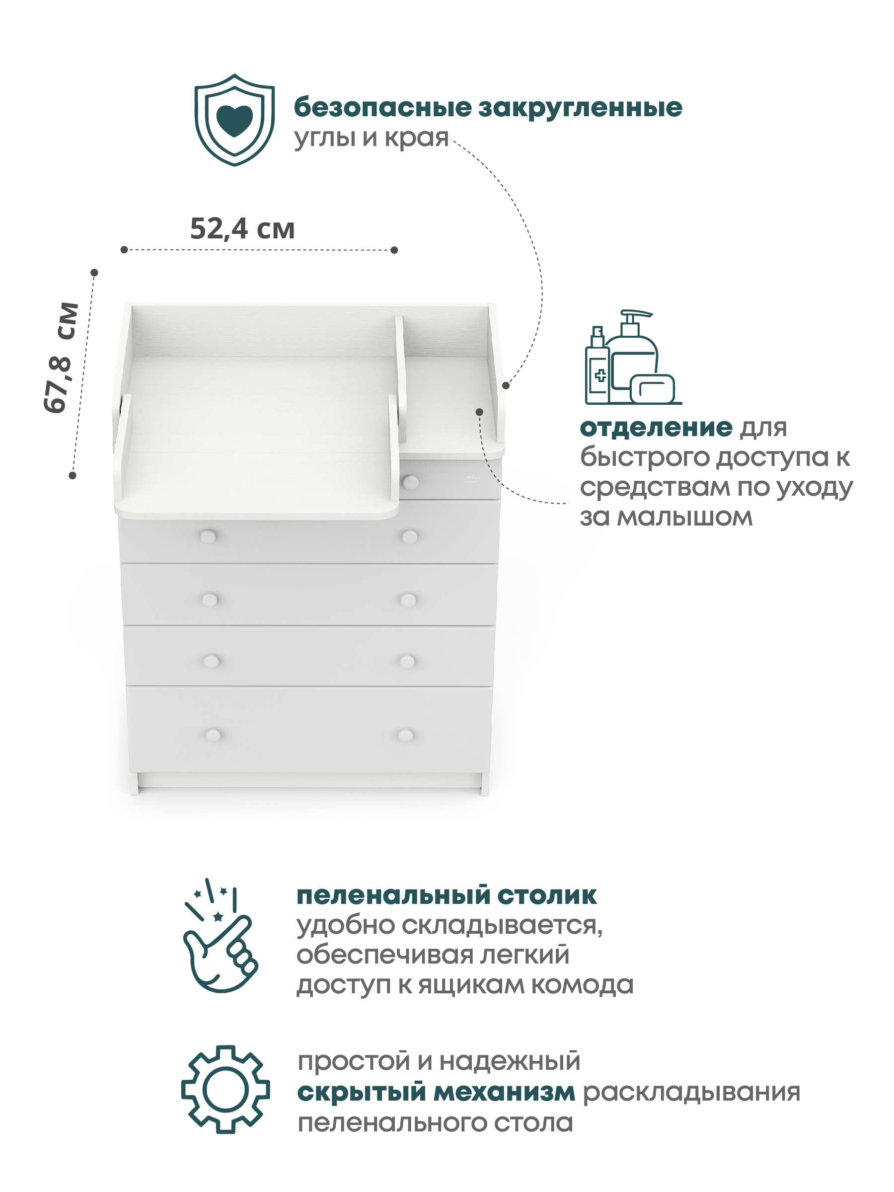Комод пеленальный Aton Maks белый премиум белый - фото 5
