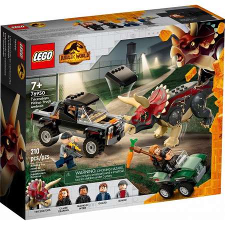 Конструктор LEGO Jurassic World Нападение Трицератопс на пикап блочный