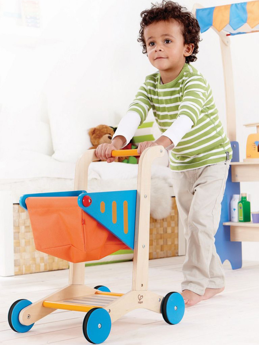 Игровой набор Hape тележки и корзинки, продукты, касса - фото 1