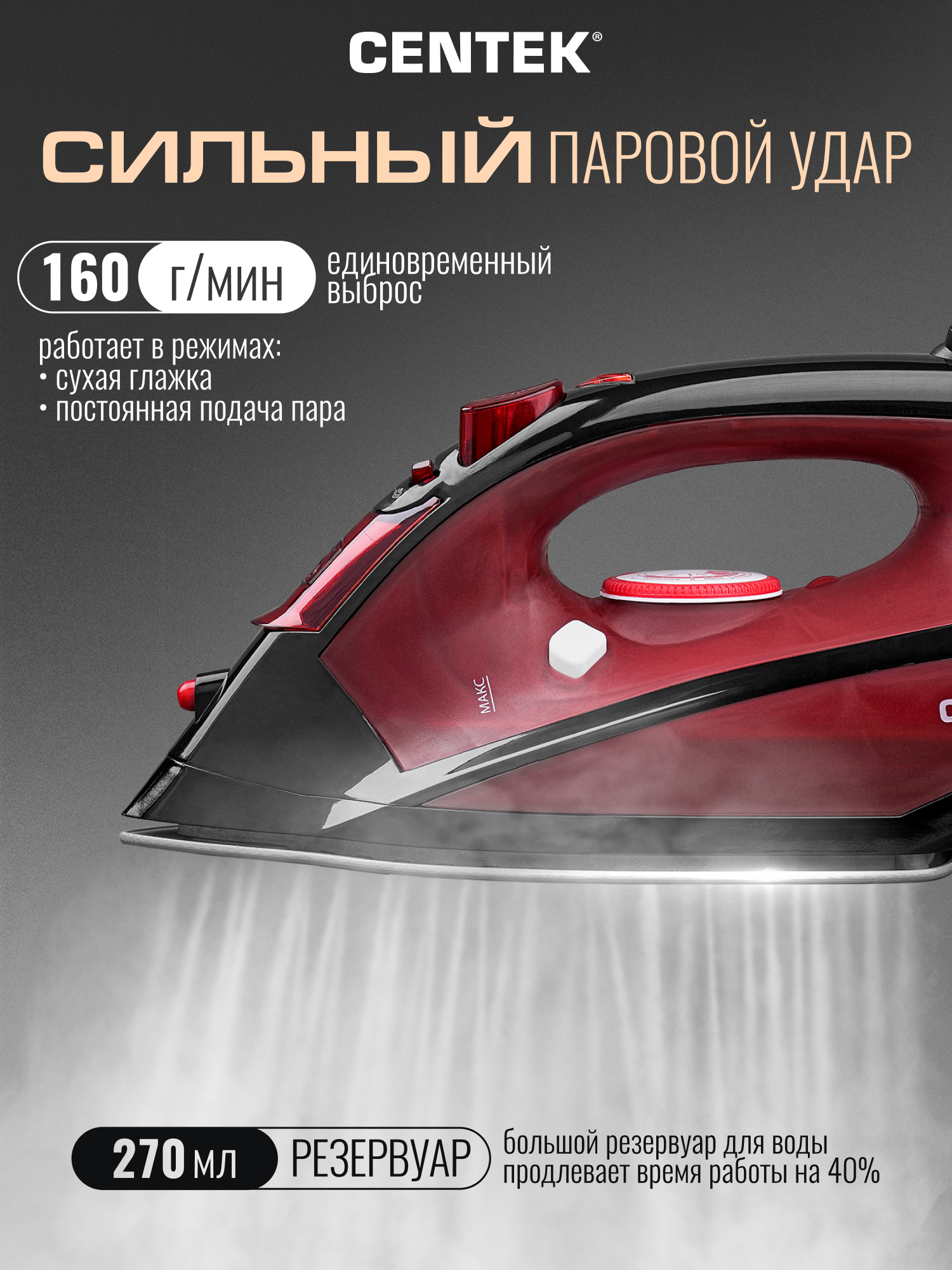 Утюг CENTEK CT-2355 RED - фото 3