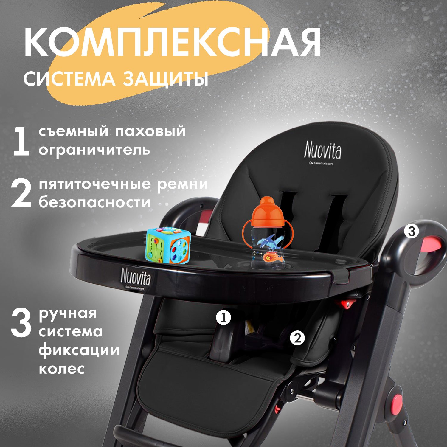 Стульчик для кормления Nuovita Futuro Nero черный - фото 4