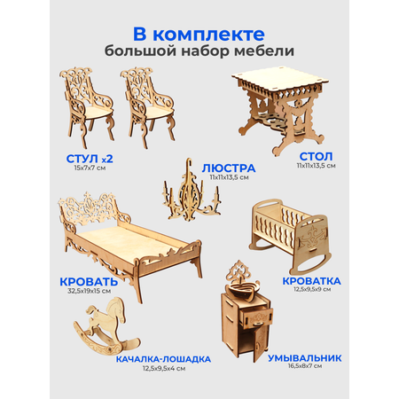 Домик для кукол Teremtoys с мебелью