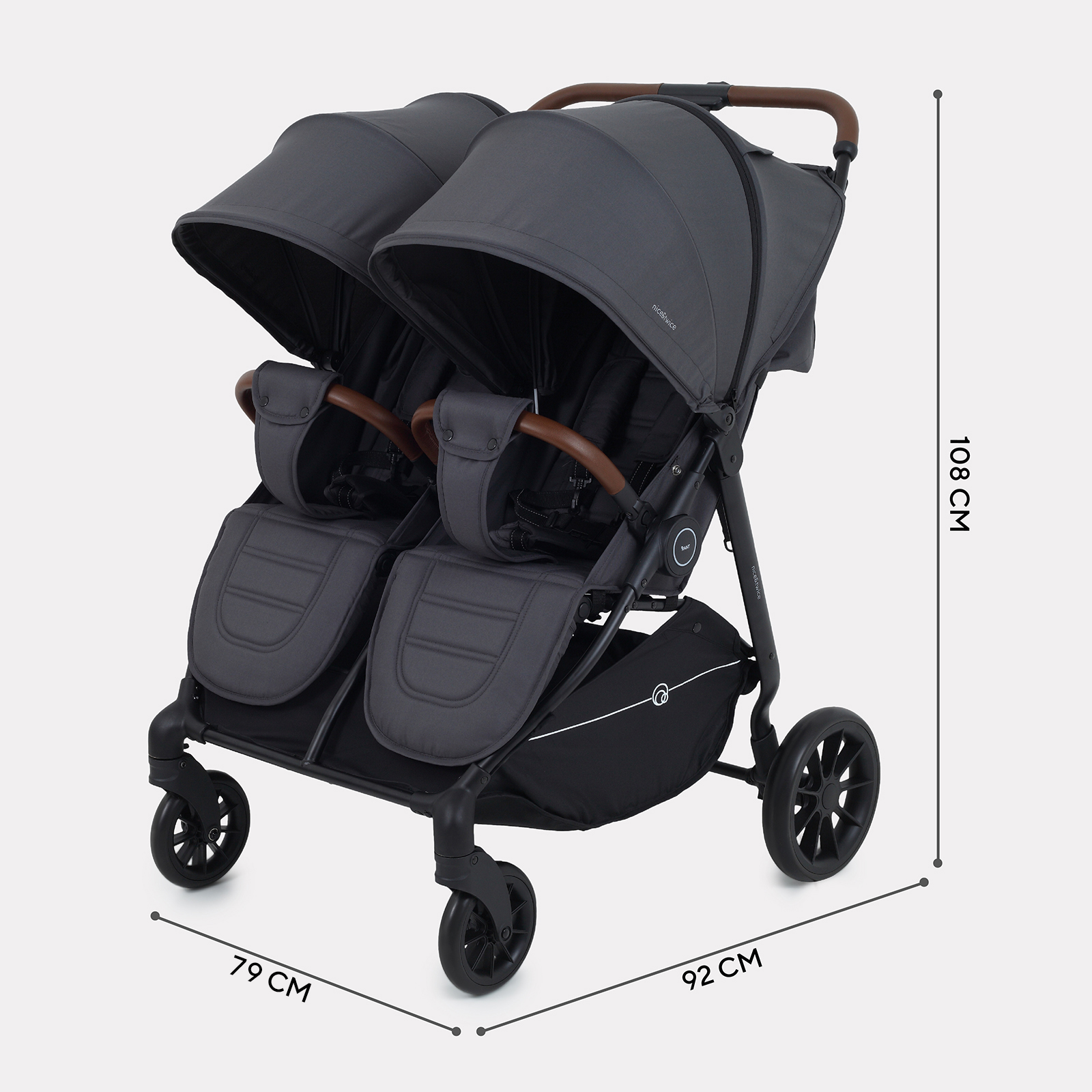 Коляска прогулочная для двойни Rant Twinny, graphite серый - фото 2