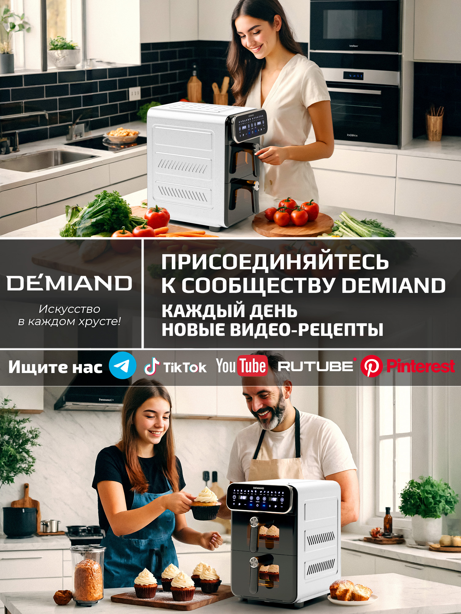 Аэрогриль DEMIAND Duos с Wi-Fi 14 л - фото 11