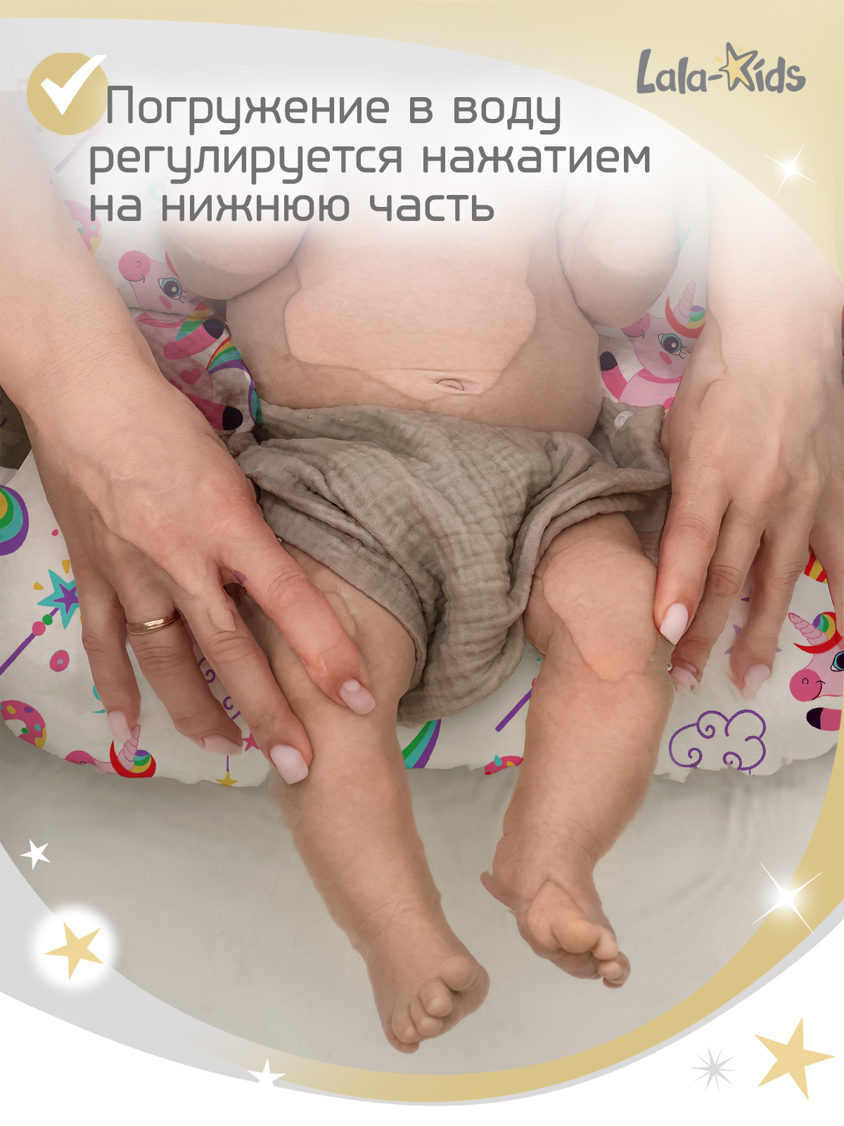 Складная ванночка для купания LaLa-Kids с термометром и матрасиком в комплекте - фото 11