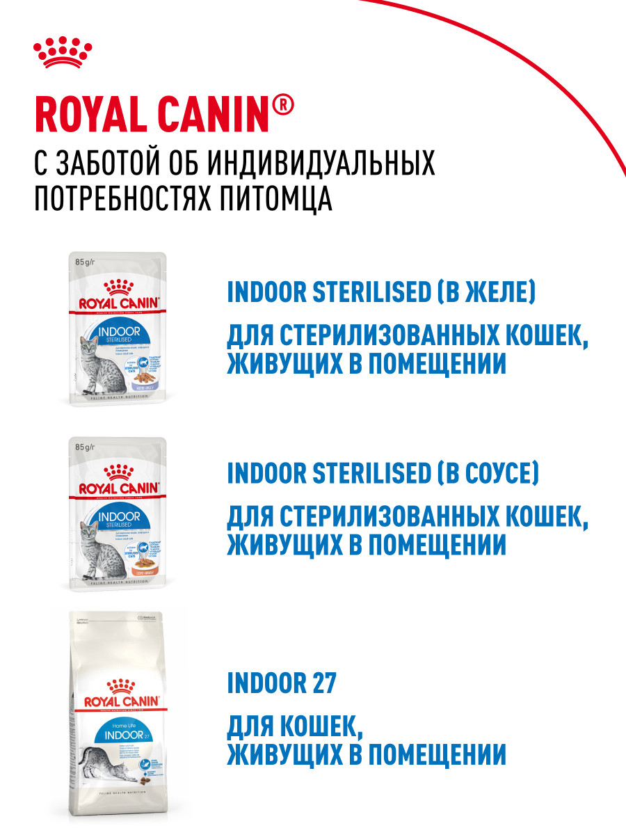 Корм для кошек ROYAL CANIN Indoor Sterilised для взрослых кастрированных и стерилизованных паштет 85г - фото 10