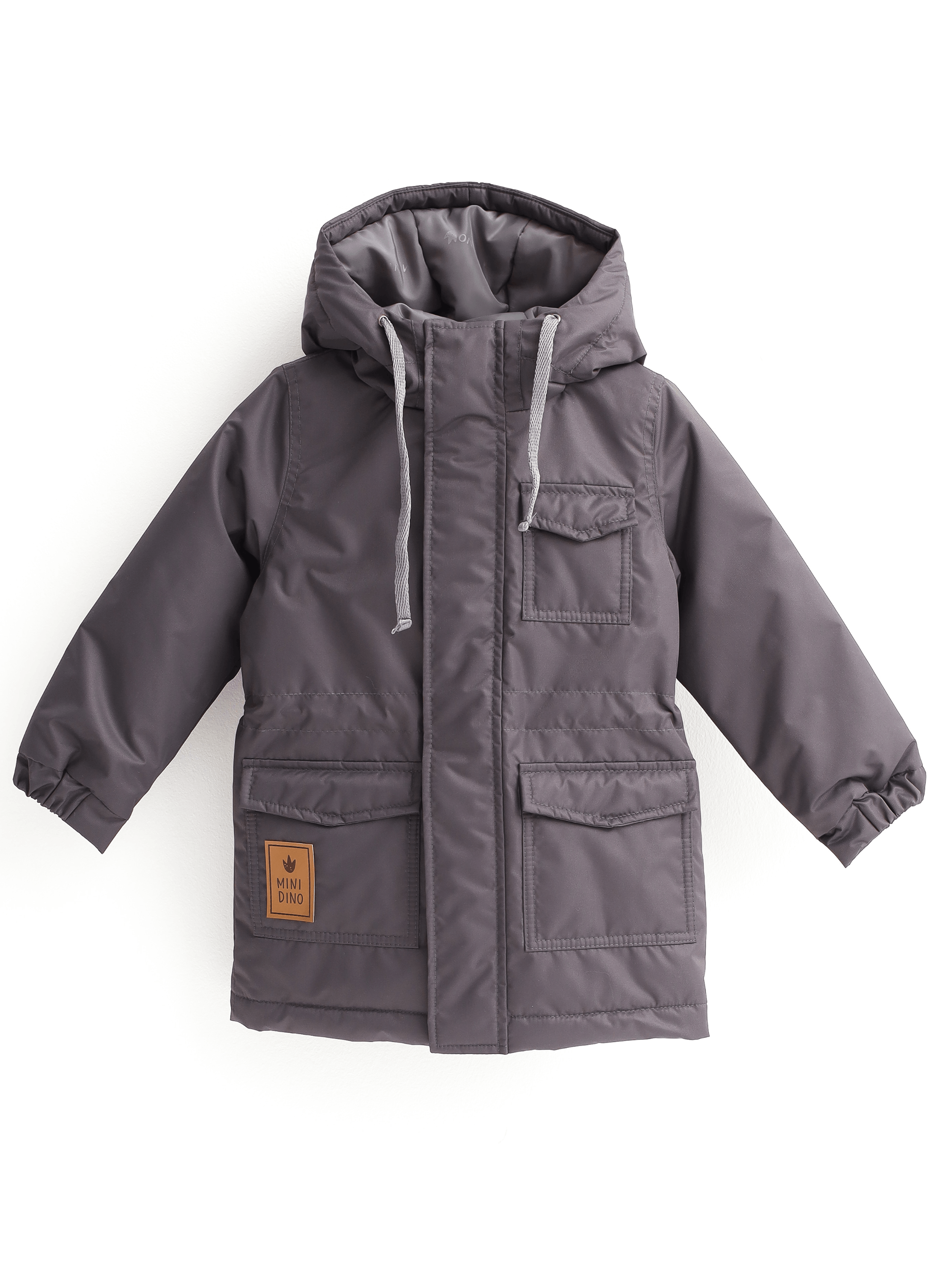 Парка MINIDINO В-К-001/ДПарка с 3 карманами детская демисезонная олово - фото 1