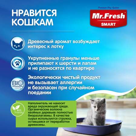 Наполнитель для кошек Mr.Fresh Smart длинношерстных 9л