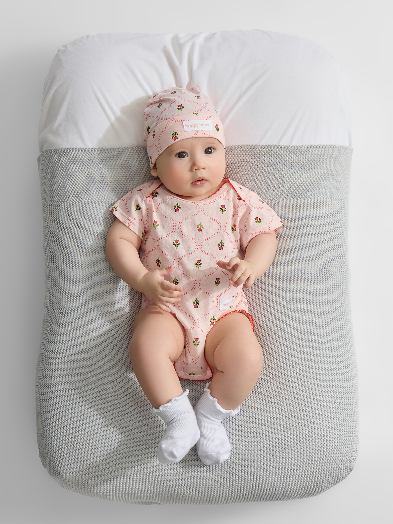 Шапочка 2 шт Happy Baby 90148-0_white-pink - фото 6