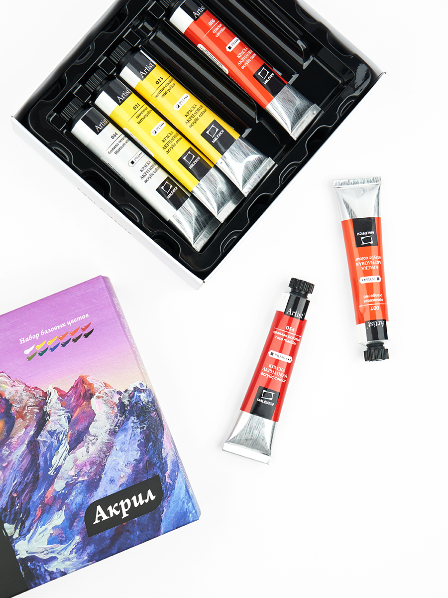 Краски акриловые Малевичъ 12 цв. - фото 4