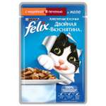 Корм влажный для кошек Felix 85г Аппетитные кусочки двойная вкуснятина с индейкой и печенью в желе пауч