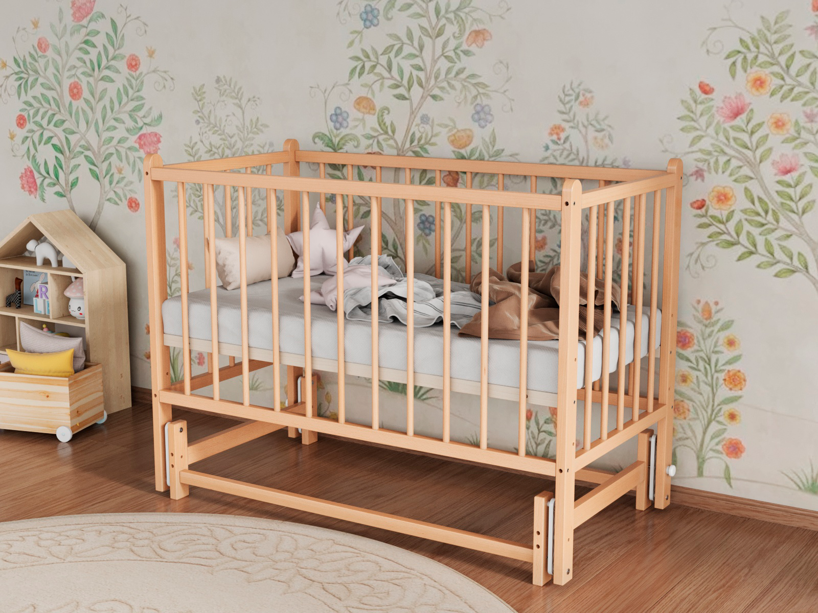 Детская кроватка Incanto Classic, поперечный маятник (бук) - фото 4