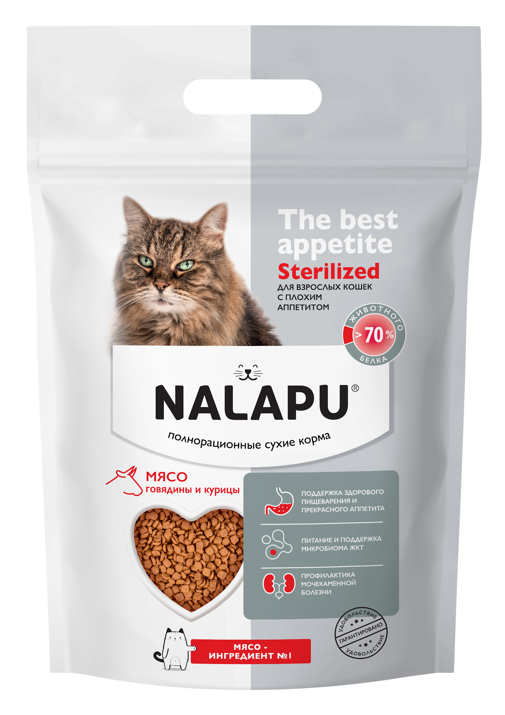 Корм для кошек NALAPU The Best appetite Sterilized с говядиной и курицей 1.2кг - фото 1
