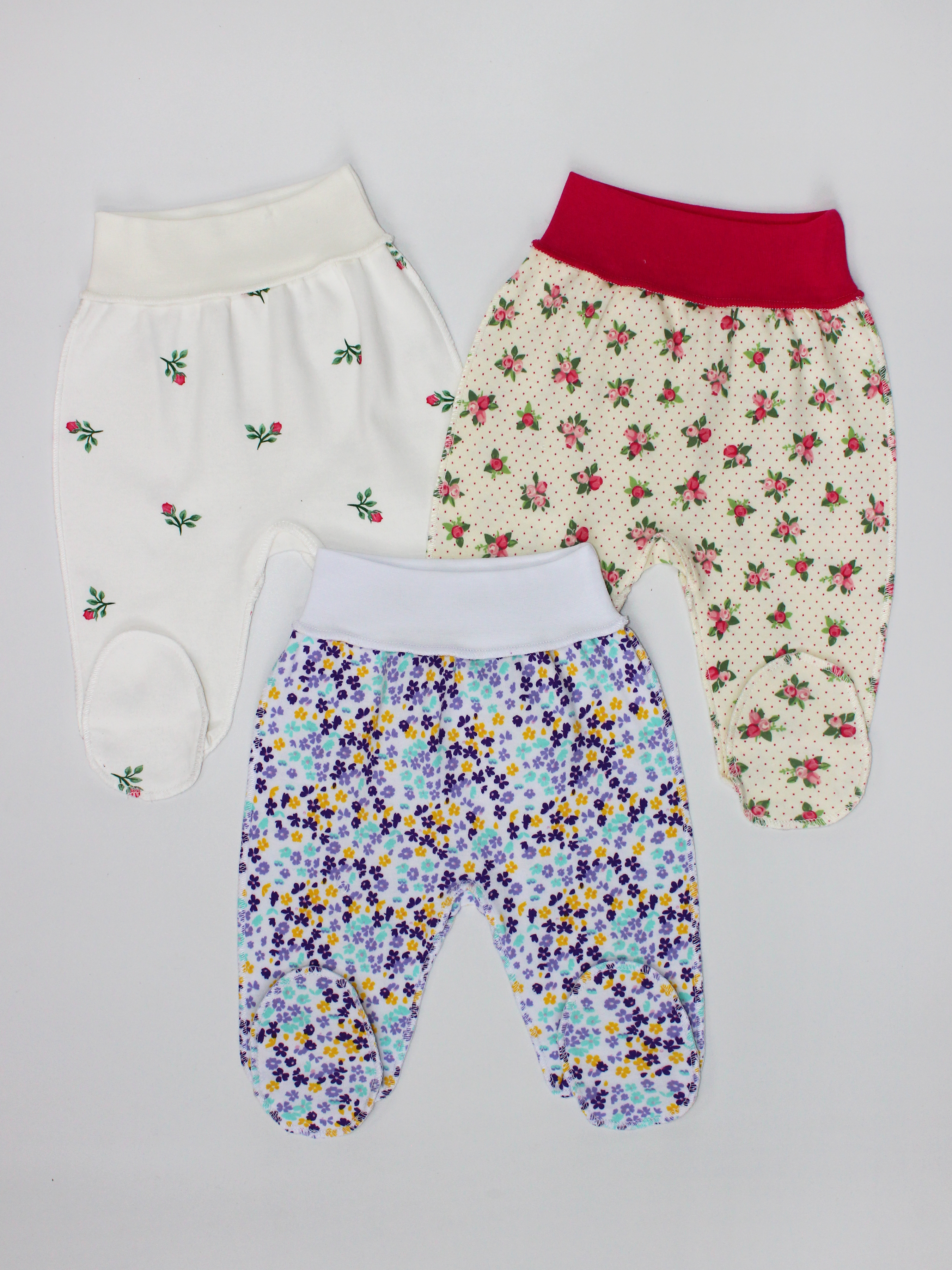 Ползунки 3 шт Шустрая пчелка 3202МелРоз/Экрю - фото 1