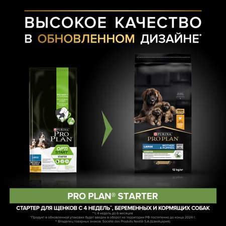 Корм для щенков PRO PLAN Starter крупных пород курица 12кг